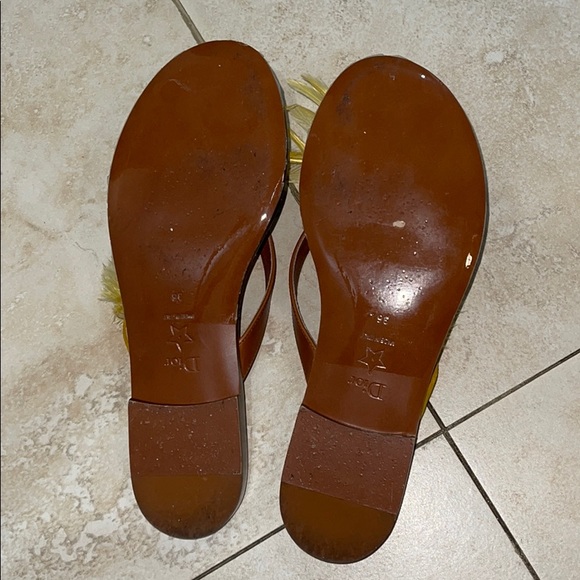 Dior Brown Leather & Yellow Ethnie Feather Flats - Picture 4 of 7